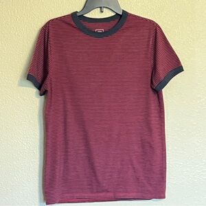 Mossimo Supply Co. Men's M Maroon & Black Striped Athletic Fit Short Sleeve Tee